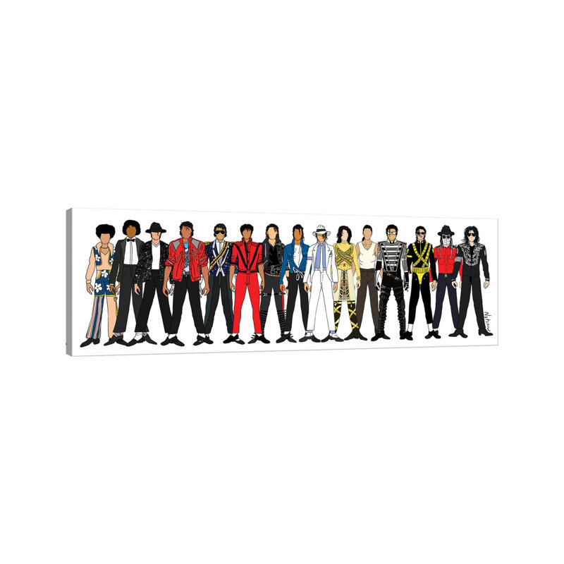 Michael Jackson Line Up by Notsniw Art - Panoramic Print on Canvas, 30.48 cm H x 91.44 cm W x 1.91 cm D, Wrapped Canvas