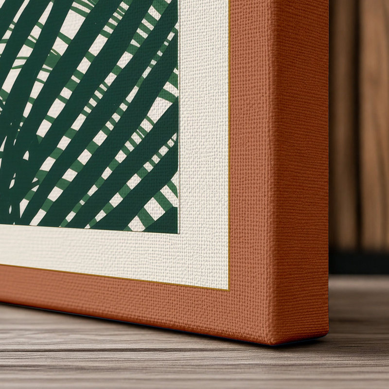 Layered Palm Fronds Botanical - Wrapped Canvas, 24x16 - 61.0 x 40.6 cm, Terracotta Border