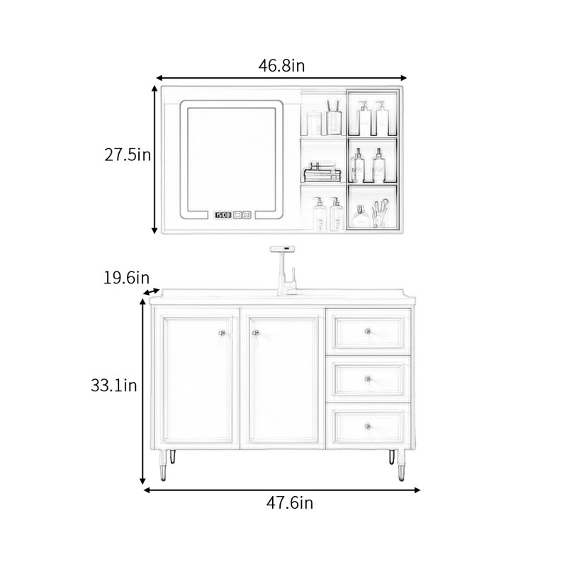 Armoire de salle de bain minimaliste de style crème