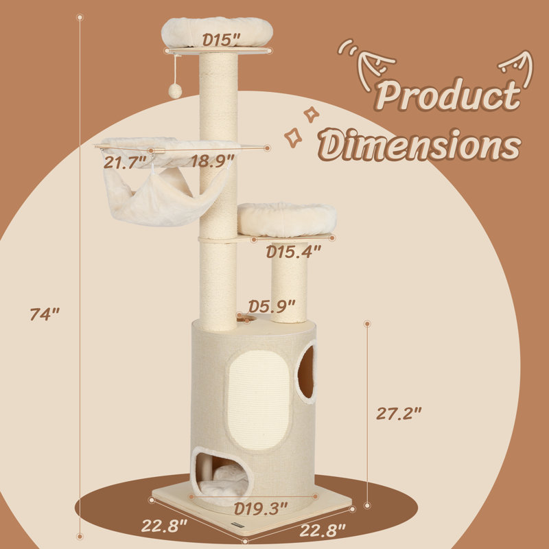 73" Edgerin Tower Cat Tree
