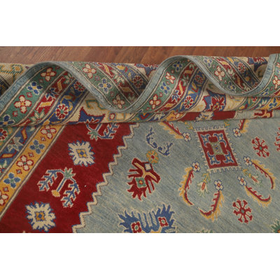 Light Blue Kazak Oriental Area Rug