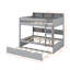 Lit superposé avec lit gigogne escamotable et tablettes de rangement latérales, lit superposé en bois peu encombrant-688741615