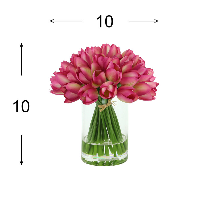 White Tulips Arranged in Glass Vase, Pink