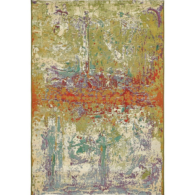 Trona Washable Abstract Indoor / Outdoor Rug, Rectangle 5'3" x 8'