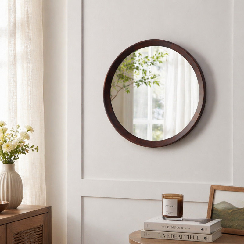 Miroir mural 20 po x 1,5 po, Marron foncé