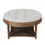 Grande table basse ronde avec repose-pieds imperméable surdimensionnée à 2 niveaux avec capitonnage à boutons et tablette en bois-292696612