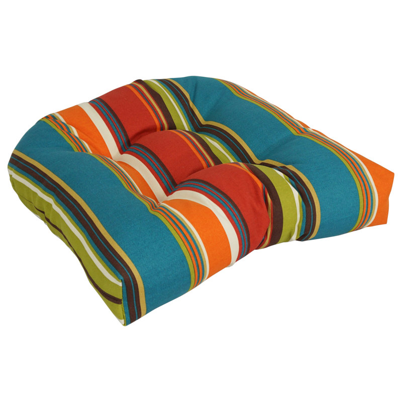 Outdoor 5'' Dining Chair Seat Cushion, Red/Blue