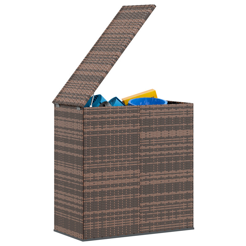 Gallon Water Resistant Poly Rattan Deck Box, Brown, 40.7" H x 39.4" W x 19.3" D