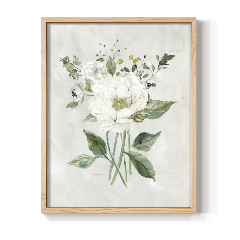 «White Farmhouse Botanical II», reproduction encadrée - bois massif, Naturel, H 30 po x l 24 po