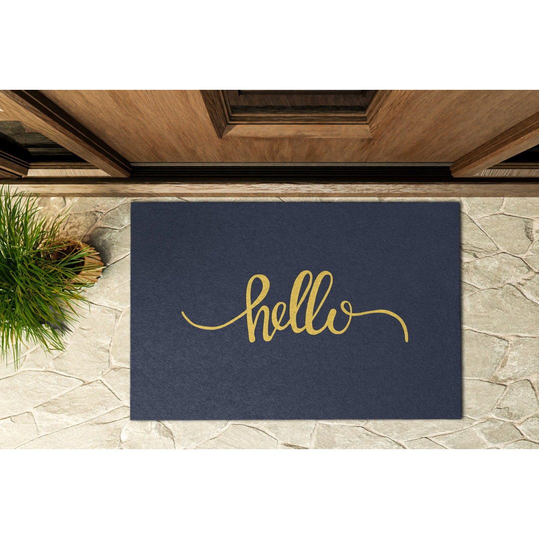 Hello's Inscription 60 x 90 cm Rutschfeste Türmatte für draußen