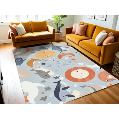 Zoomie Kids Washable Cute Animals Kids Rug