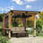12 pi. L 10 pi. D Pavillon de jardin en bois massif avec toit en acier