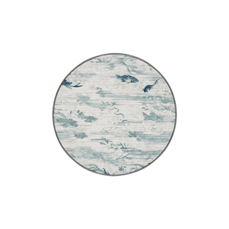 Machine Washable Gray Area Rug, Round 8'