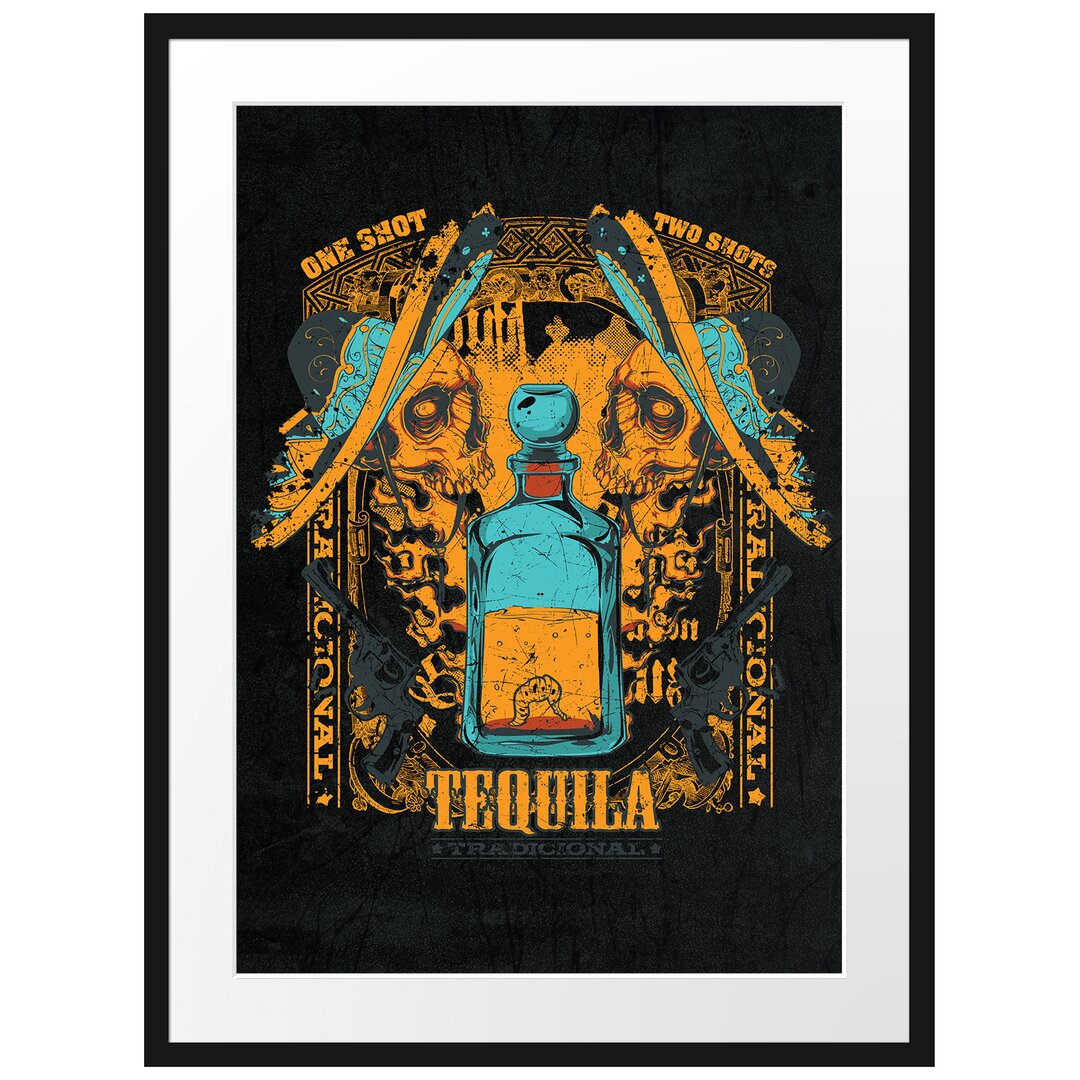 Gerahmtes Poster Tequila Duel Black