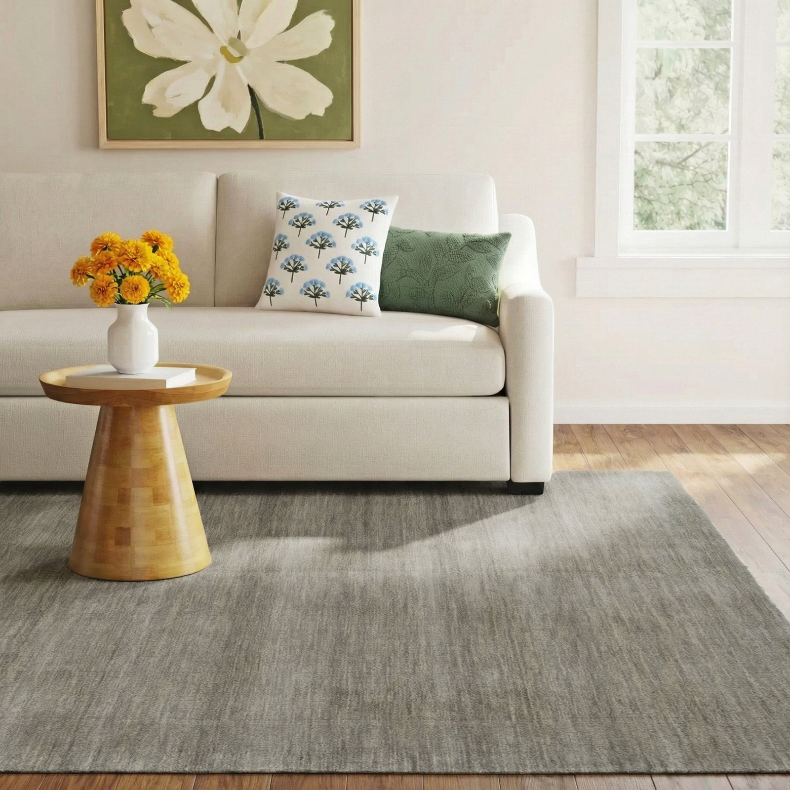 Kaden Warm Gray Hand-Woven Wool Rug, Rectangle 8' x 11'