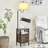 Garlond Brown Wood End Table Floor Lamp Set With Cabinet & Charging Board