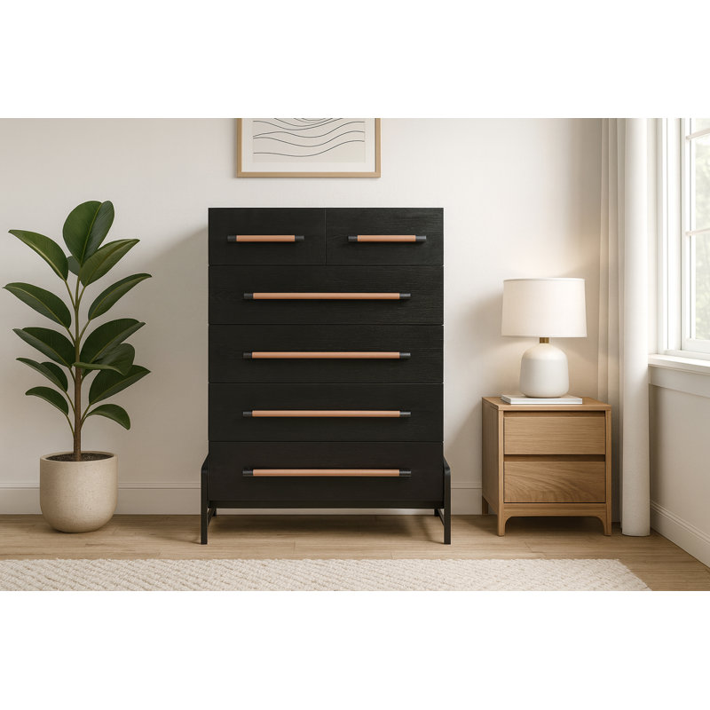 Commode 6 tiroirs Kaya, Noir