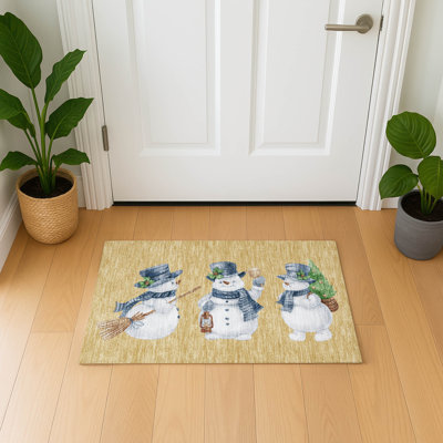 Tapis joyeux Noël bonhomme de neige de qualité supérieure lavable à la machine Ingrassellino AMF1826