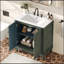 Meuble-lavabo autoportant en bois de 30 po avec lavabo rectangulaire en céramique et tablettes réglables