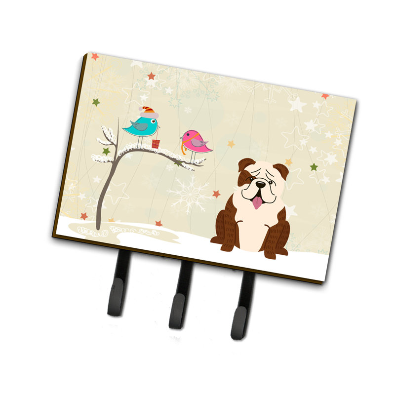 Porte-clés ou languette de bringé en métal bouledogue de noël english