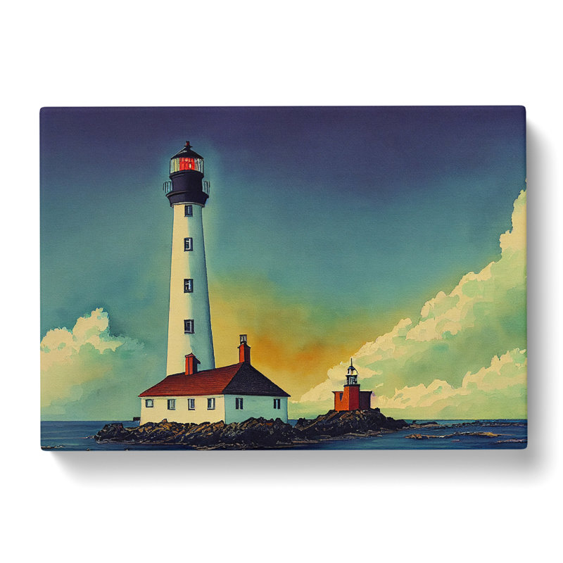 Lighthouse Watercolour Vol.2 - Wrapped Canvas, 35cm H x 50cm W x 3cm D