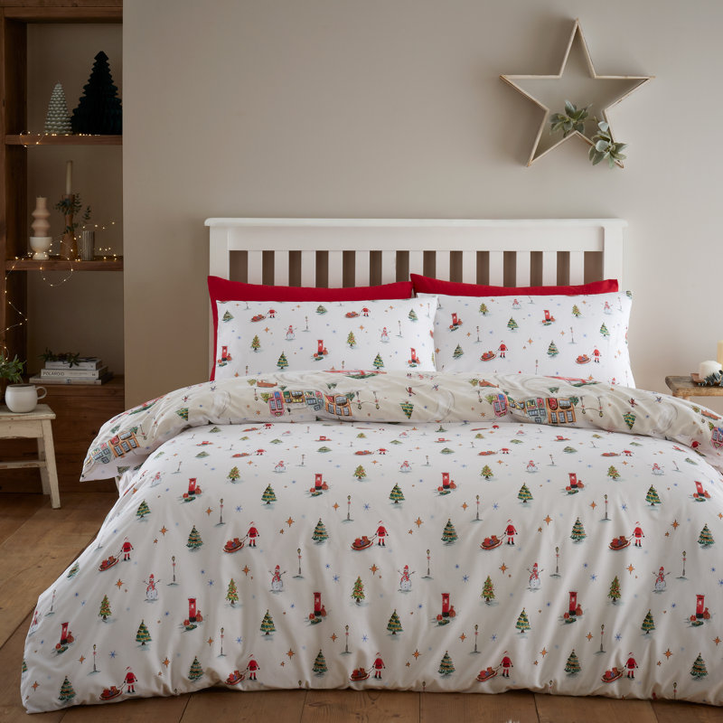 Christmas Town Reversible Duvet Cover Set, Kingsize - 2 Standard Pillowcases