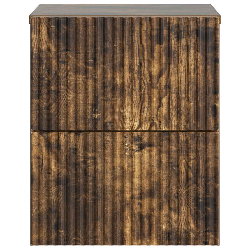 33cm W Manufactured Wood Bedside Table, Smoked Oak