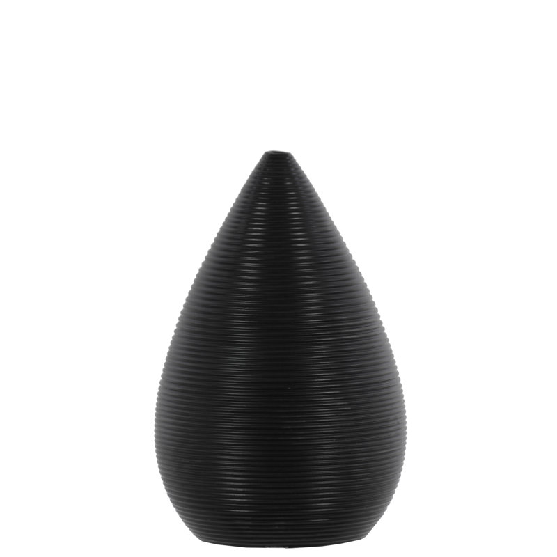 Vase de table ronde en céramique bellied Sederholm, H 9 po x l 5,75 po x P 7,75 po, Noir