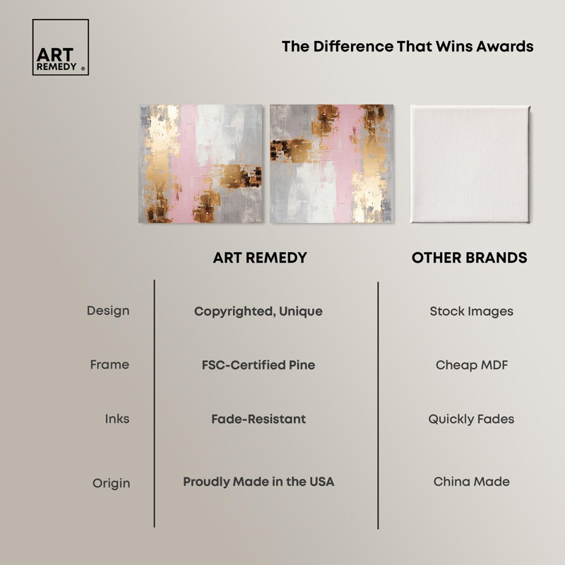 «One Shade of Pink Glam» par Art Remedy, H 12 po x l 12 po, Toile tendue