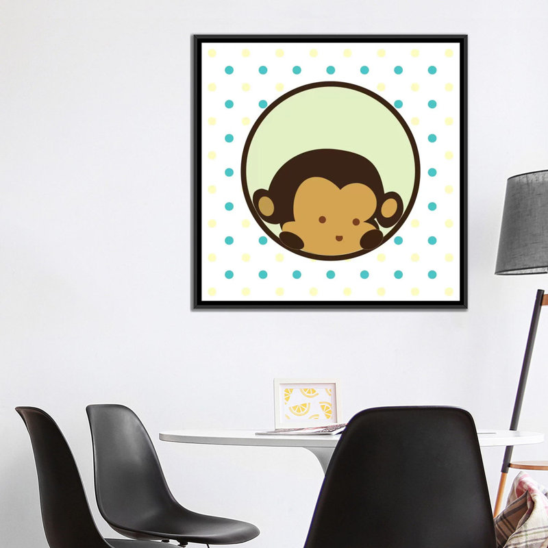 Arabelle «Kids Children Monkey Face», impression sur toile tendue, H 18 po x l 18 po x P 1,5 po, Toile encadrée noire