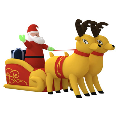 Santa Reindeer Sleigh Multicolor Inflatable Outdoor Christmas Decoration Holiday