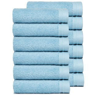 common THREAD Cotton Towel Set 4 Bath 4 Hand 4 Fingertip Blue Gray Ombre  NEW