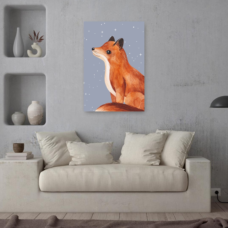 «Whimsical Stargazer Fox Dreamy Serene Tranquil Fox Forest Nature», reproduction d'art murale, 36" H x 24" W