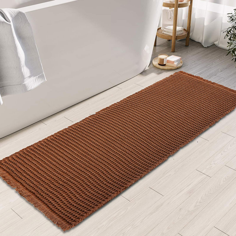 Tapis de bain Waffle Weave ， Tapis super absorbants et antidérapants, Espresso, Simple - L 71 po x l 24 po