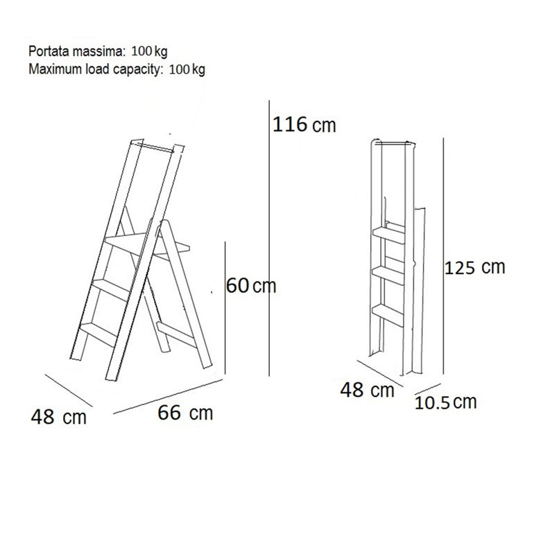 Bella 3 - Step Wood Folding Small Step Ladder