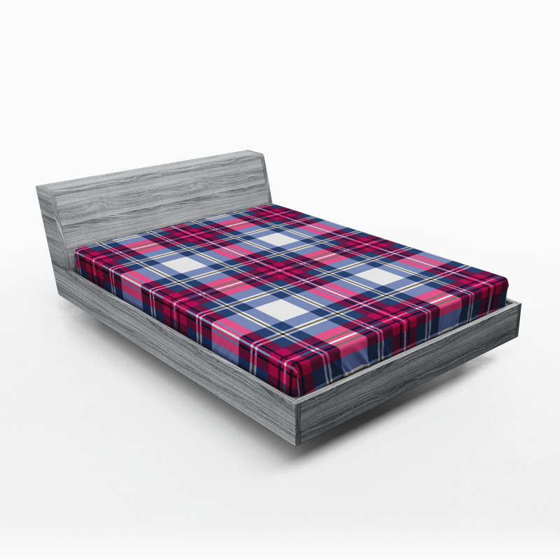 Microfiber Plaid Fitted Sheet, Queen Fitted Sheet, Plaid 2