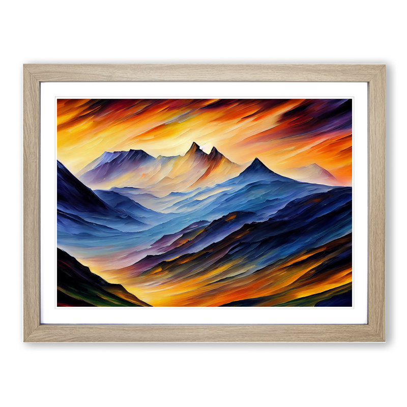 Mountain View Vol.2 Abstract - Framed Print, 25cm H x 34cm W x 2cm D, Oak Framed