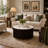 31" Round Coffee Table with Storage, Faux Marble Top Drum Coffee Table