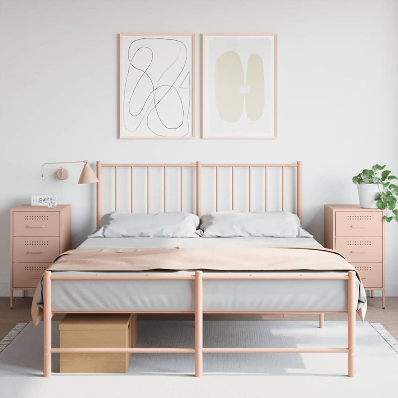 Bedside Cabinets 2 pcs 36x39x68 cm Steel, Pink
