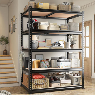 Étagère de rangement 2200LBS à 5 niveaux pour tablettes de garage robustes et réglables, étagères de garage pour sous-sol, entrepôt, garde-manger, garde-robe, cuisine H 72 po x l 35,55 po x P 16 po, noir