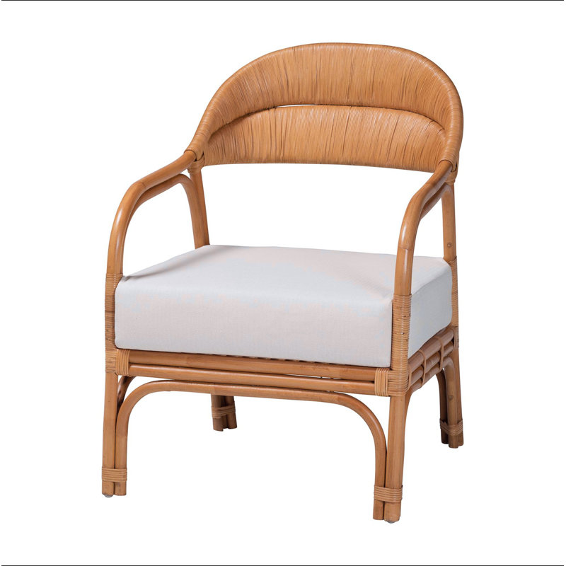 Fauteuil bohémien en rotin miel clair