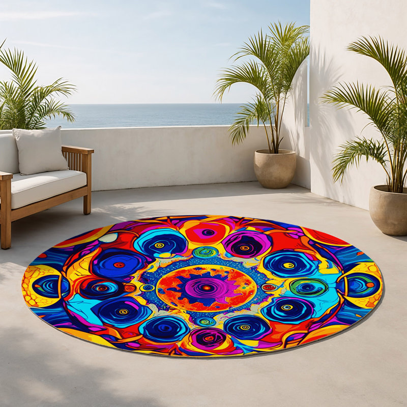 Tapis d'intérieur et d'extérieur Stellar Bloom, Rond 5 pi