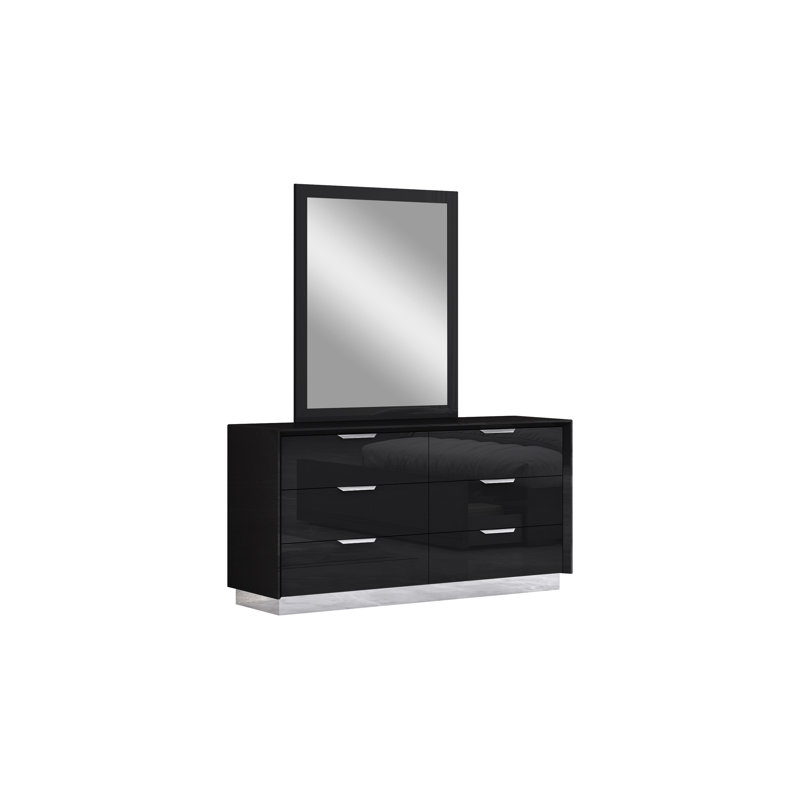 Aspinwall 63'' W 6 - Drawer Dresser, Gloss Black