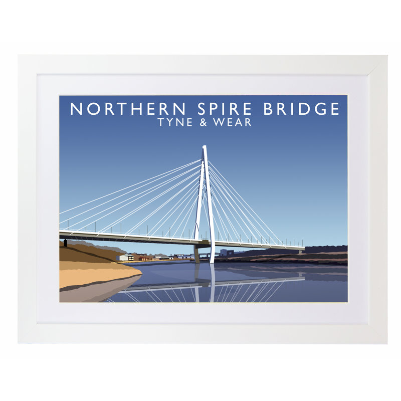 Northern Spire Bridge by Richard O'Neil - Print, 44 cm H x 54 cm W x 2.2 cm D, White Wood Frame