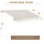 Auvent de patio rétractable 12 pi x 10 pi - Pare-soleil et eau, manivelle manuelle, tissu 280G / m², cadre en aluminium, pour cour, beige protégé, actionné, terrasse