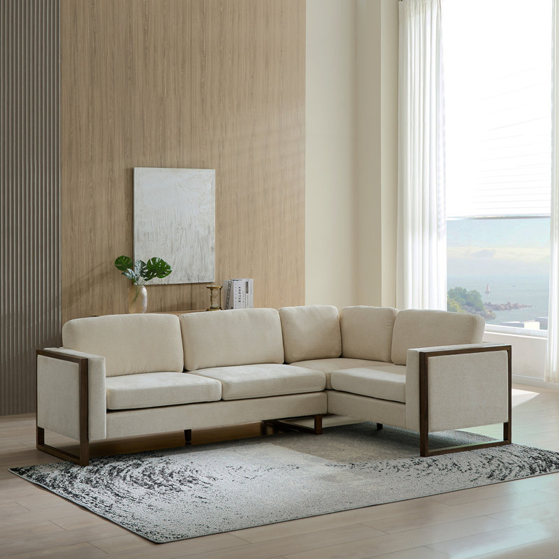 Canapé modulaire carré en L 2 pièces à accoudoirs carrés, design moderne pour le salon et la chambre à coucher