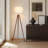 Emma 61 in. Mid-Century Modern LED Energy-Efficient Floor Lamp with Fabric Drum Shade and Tripod Wooden Legs-79261726