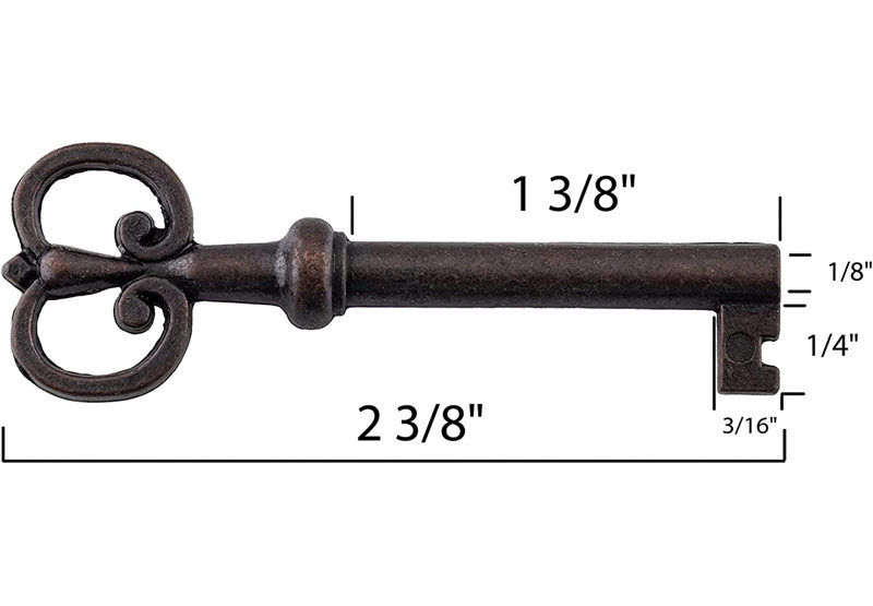 Clé squelette tonneau en bronze plaqué bronze