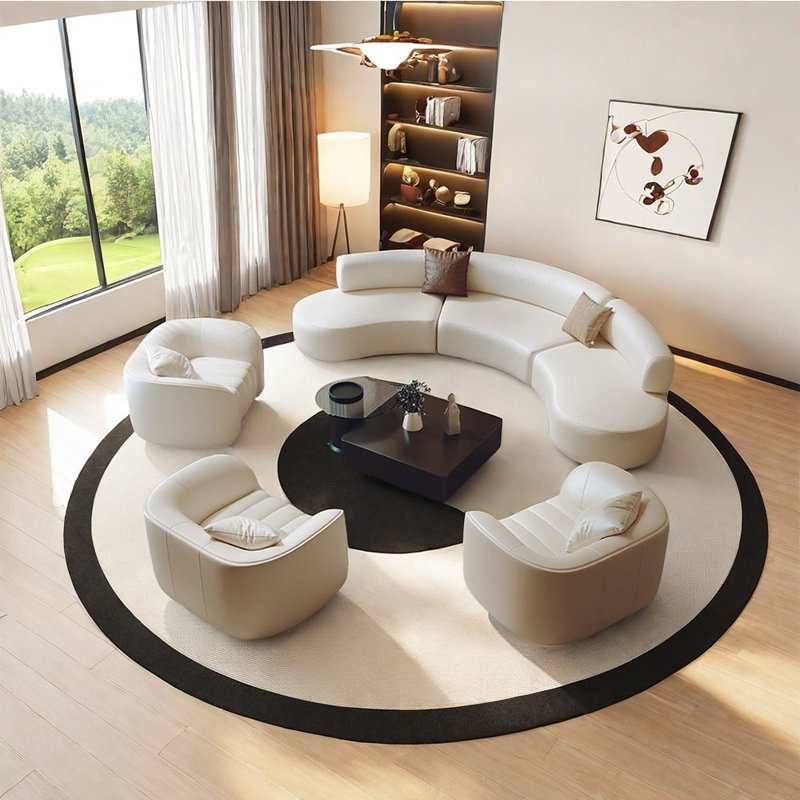 Semi-circular curved shaped movable corner sofa