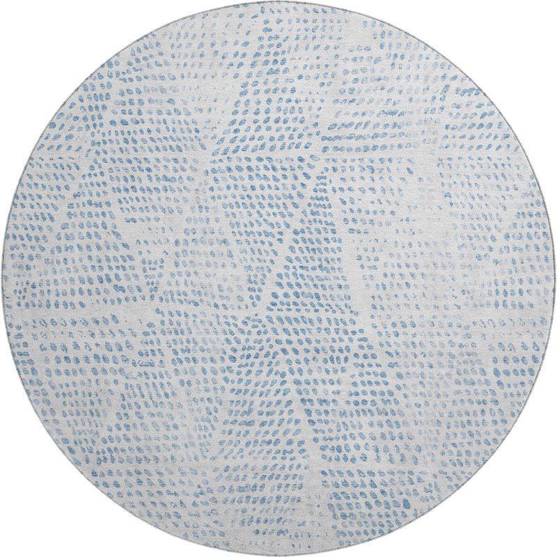 Premium Machine Washable Cerrito AMF591 Denim Rug, Round 8'
